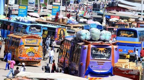 Buses and matatus pick up upcountry travellers at Nairobi's famous Machakos country bus station