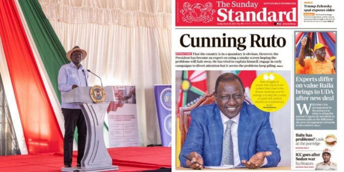 Ruto Hits Back at Standard for Calling Him Cunning President