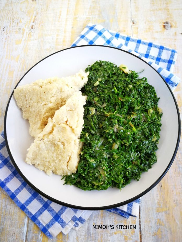 Ugali Mboga | Sukumawiki (Collard Greens) + Spinach